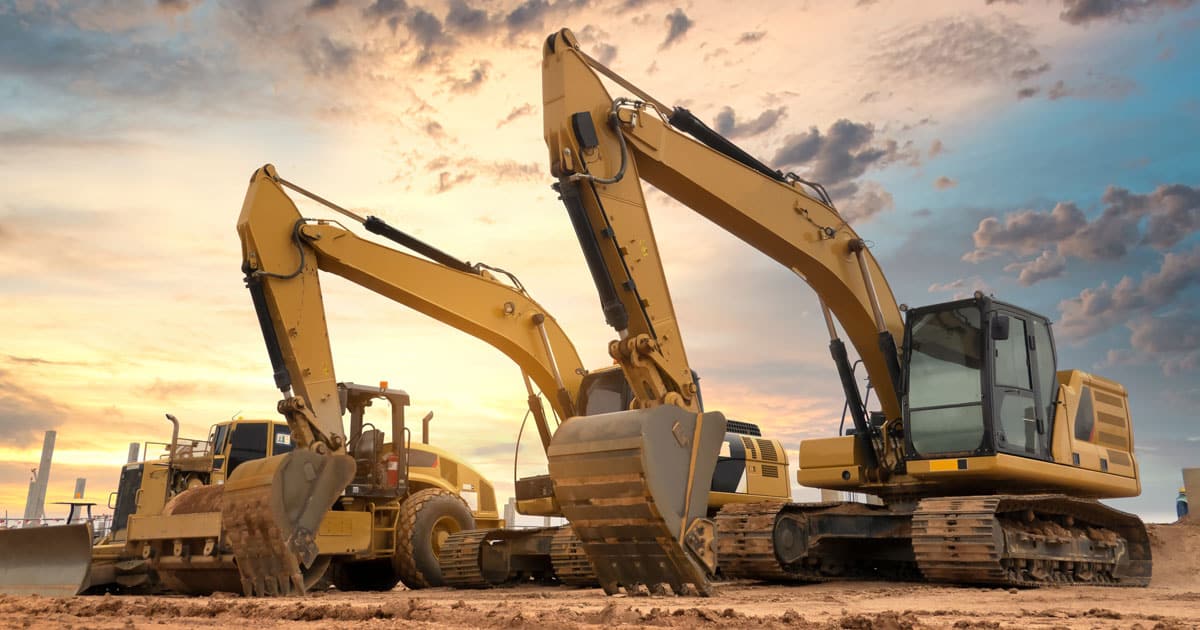Heavy machinery and excavators for equipment rental